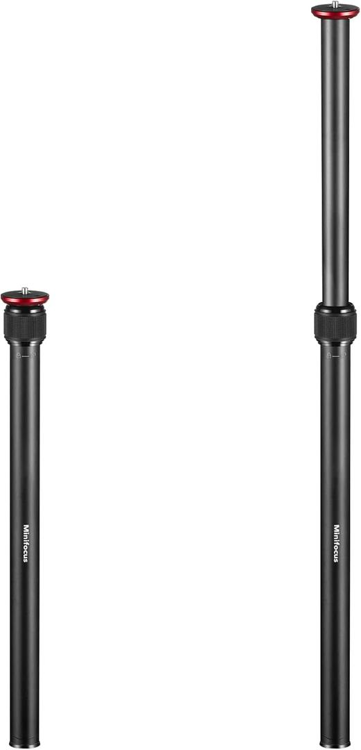 MINIFOCUS Tripod Extension, 2 Section Center Columns, 23.4" Alloy Aluminum Tripod Extender Tube Telescopic Stick Rod/Pole with 1/4" 3/8" Screw, Compatible with Tripods/Gimbal/Camera, Max Load 33lb
