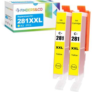 CLI-281 XXL Y Yellow Ink Cartridge Replacement for Canon 281XXL Ink Work with Canon PIXMA TS6320 TS8220 TS8320 TR7520 TR8520 (2X CLI-281XXL Yellow)