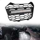 Front Grill with LED Light Bar for Talon 1000 22-24, Front Bumper Mesh Grill Protector with Adjustable LED Light Bar for Honda Talon 1000R 1000X 1000X4 2022-2024 Accessories, Fit Fang Light