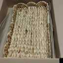 StorageWorks Rectangle Wicker Scalloped Tray, Rattan Serving Trays with Handles, Water Hyacinth Basket for Decorative & Organizing, 19.75" L x 11.75" W x 2.75" H (19.8" x 11.8" x 2.8", Natural(water Hyacinth))
