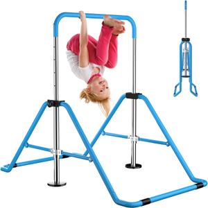 Kids Gymnastics Bar Gymnastic Equipment for Home Adjustable Height Gymnastic Training Bar Gymnastic Stuff for 3-7 Years Old Girls (Upgraded - Light Blue)