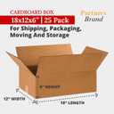 Partners Brand 18x12x6 Corrugated Cardboard Boxes, 18"L x 12"W x 6"H, Pack of 25 | Shipping, Packaging, Moving, Storage Box for Business, Strong Wholesale Bulk Boxes 18x12x6 18126