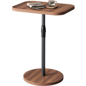 Adjustable End Table, Small Tray Side Table, Drink Table for Small Spaces, Pedestal Nightstand for Living Room, Bedroom, Sofa Couch, Rustic Brown ET-009BR