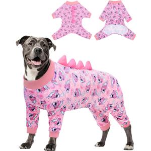 CuteBone Dinosaur Costume Dog Pajamas, Stretchy Spandex Crystal Velvet Sleepwear Coat for Small Dogs, Soft & Warm Pet Outfit Clothes for Cold Weather, Cozy Pullover Design COSP09-4XL