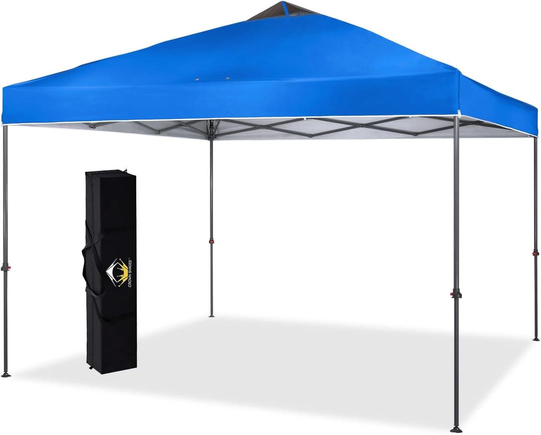 CROWN SHADES 10x10 Pop Up Canopy Tent, Outdoor Canopy with Carry Bag, Pop Up Tent Sports Shelter(Blue)