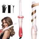Extra-Long Barrel Rotating Curling Iron with Short Clamp, Automatic Curling Iron 1 Inch Creates Loose Curls for Medium and Long Hair, High Heat 410F, Instant Heat up, Double Ceramic, Dual Voltage