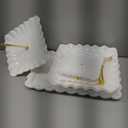 PinCute 5 Pcs Dessert Table Display Set - 2 X Cupcake Stand Holder/Cup Cake Tier Tower & 3 X Serving Tray Combo for Tea Party, Birthday, Baby Shower (Wave Square)