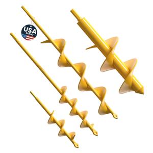 Garden Auger Drill Bit for Planting - Pack of (4) - Garden Ground Earth Post Hole Digger Drill Auger for Gardening Bulb Bedding Digging Plant Rapid Planter for 3/8in Hex Drill (Yellow)