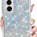 for Samsung Galaxy Z Fold 6 Glitter Case,Cute Bling Sparkle Sparkly Shiny Soft TPU Silicone Clear Bumper Four Corner Shockproof Protective Case for Women Girls for Galaxy Z Fold 6 5G (Silver)