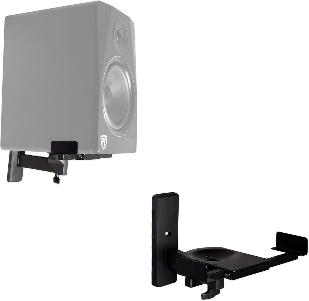 Rockville RHSB8 Adjustable Wall Mount Speaker Brackets (Pair), 180-Degree Swivel, 10-Degree Tilt, 40lb Capacity, Perfect for Home Theater and Studio Monitors