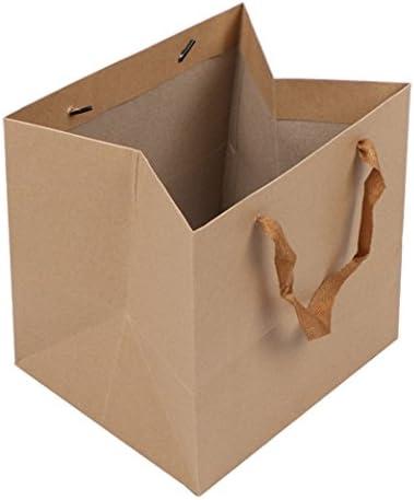 DraDraLee Brown Kraft Paper Gift Shopping Handle Bags for Package 13x13x13inch