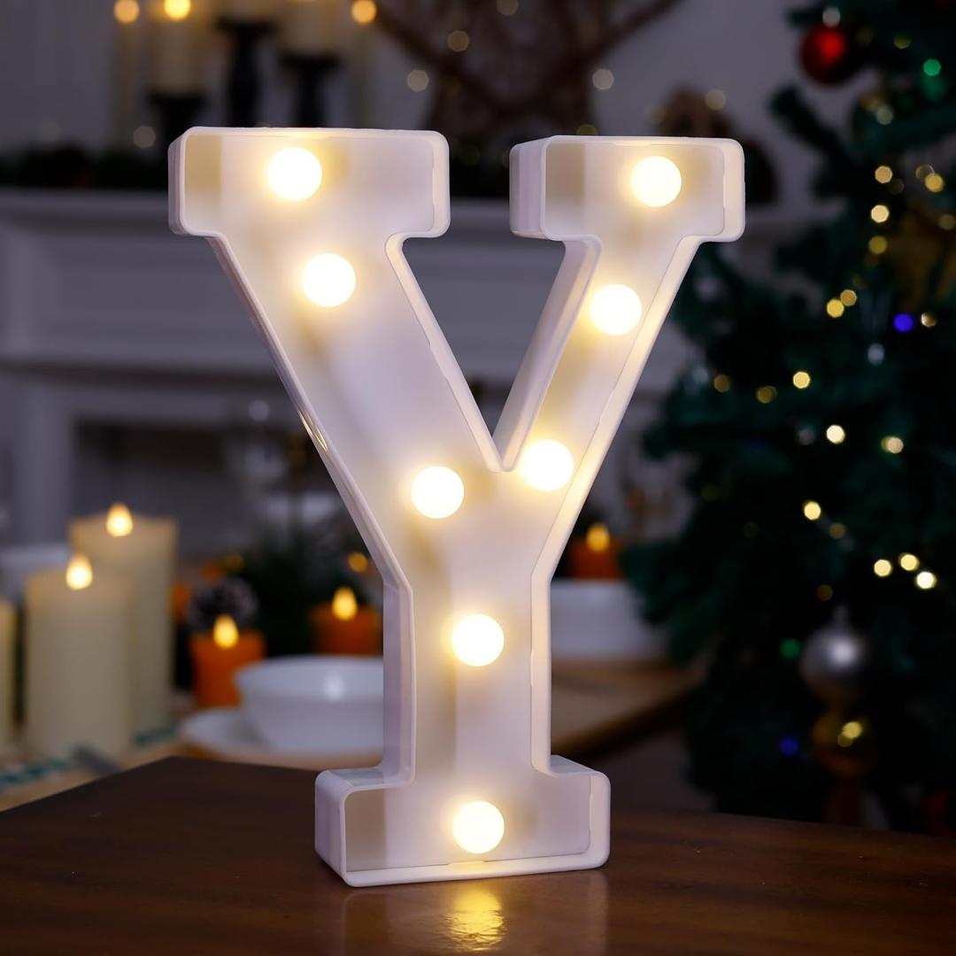 LED Marquee Sign Light Up Letters, Alphabet Light Up Sign, Battery Powered LED Letter Lights for Night Light, Wedding, Birthday, Party, Christmas or Home Decor (Y)