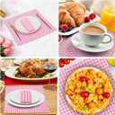 2 x 50 Pack Pink Scalloped Gingham Paper Napkins, Light Pink and White Striped Luncheon Napkin, Disposable Checkered Dessert Napkins, for Valentines, Baby Shower, Tea Party, Picnic, 6.5 x 6.5 Inches