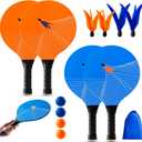 U&C Planet Beach Paddle Ball Set, Badminton Rackets, Family Game for Kids and Adults, Indoor Outdoor Game Backyard Park Camping Yard for Boys, Girls All Ages (Orange (Age:7+))
