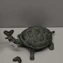 Evergreen Garden 14" L Beautiful Summer Turtle and Butterfly Metal Garden Statue, Fade and Weather Resistant Outdoor Decoration for Homes, Yards and Gardens