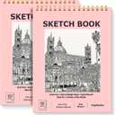 9" x 12" Sketch Book, 2-Pack 50 Sheets Spiral Bound Art Sketchbook, Acid Free Artist Drawing Book Paper, Art Supplies for Kids, Craft Activities, Sketch Paper for Drawing Coloring Sketching(Pink)