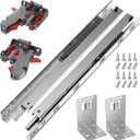 21 Inch 1 Pair Undermount Soft Close Drawer Slides with Rear Mounting Brackets, 3 Full Extension, 3D Adjustable Locking Device, 100LB Load Capacity