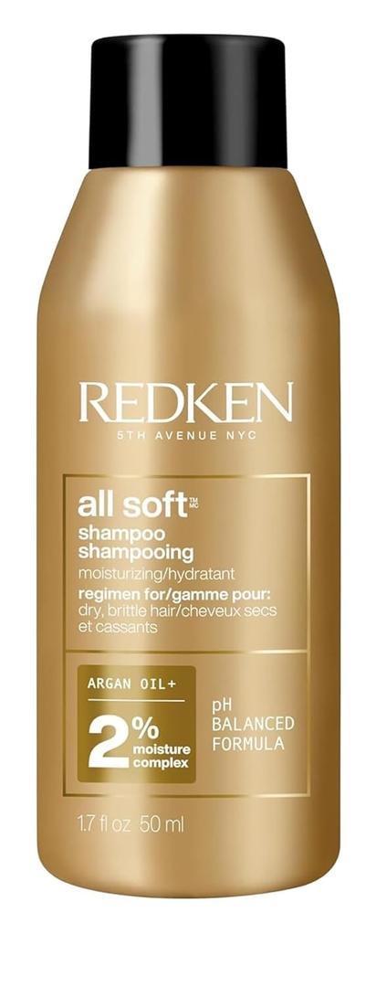 Redken All Soft Shampoo - Moisturizes & Hydrates Dry, Brittle Hair, Gently Cleanses and Softens, With Argan Oil, Safe For Color-Treated Hair (1.7 Fl Oz (Pack of 1))