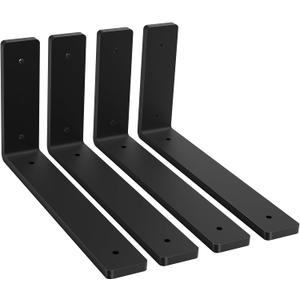 Heavy Duty Shelf Brackets, 4 Pack 6" x 4" Black Metal Shelving Brackets 5mm Thick Shelf Support Bracket for DIY Decorative ( L 6" x H 4" x W1.5)