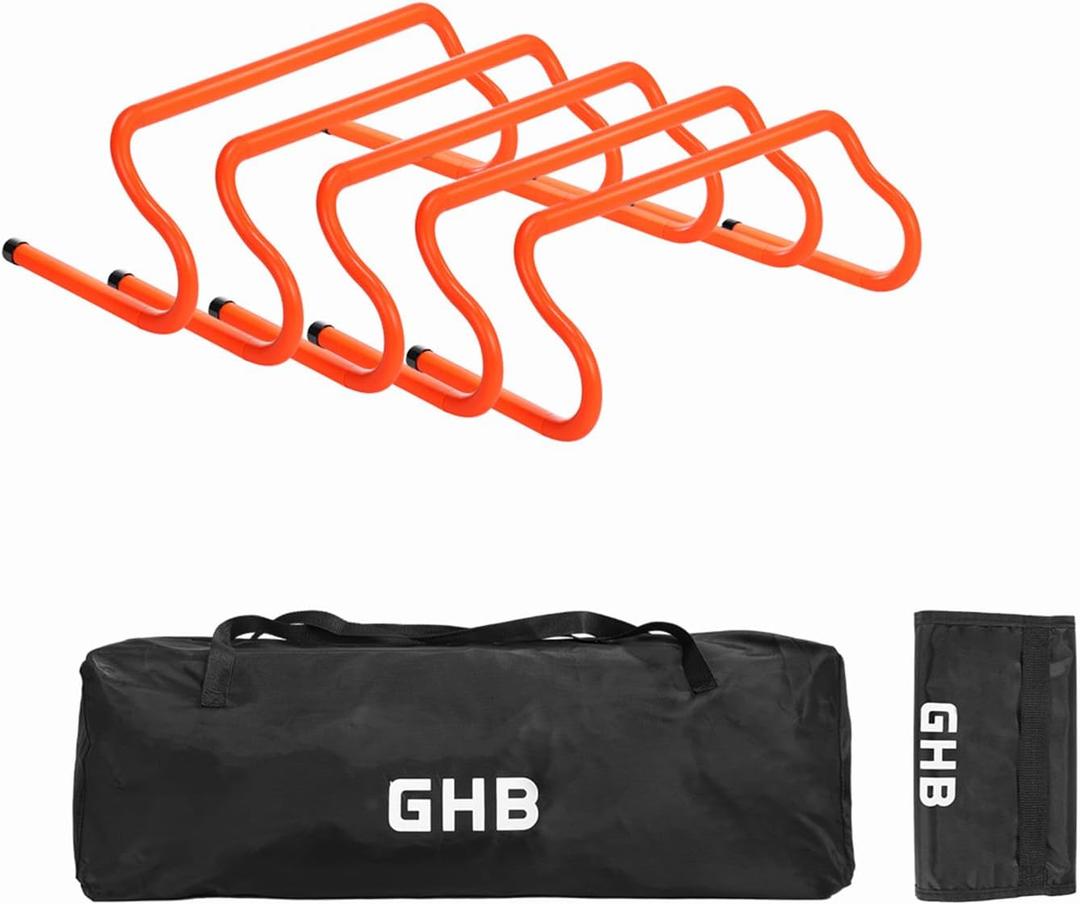 GHB 5 Pack 8" Agility Hurdles Speed Agility Training Hurdles, Detachable Sturdy Hurdles Training Equipment Set with Carry Bag for Kids, Athletes, Soccer, Basketball