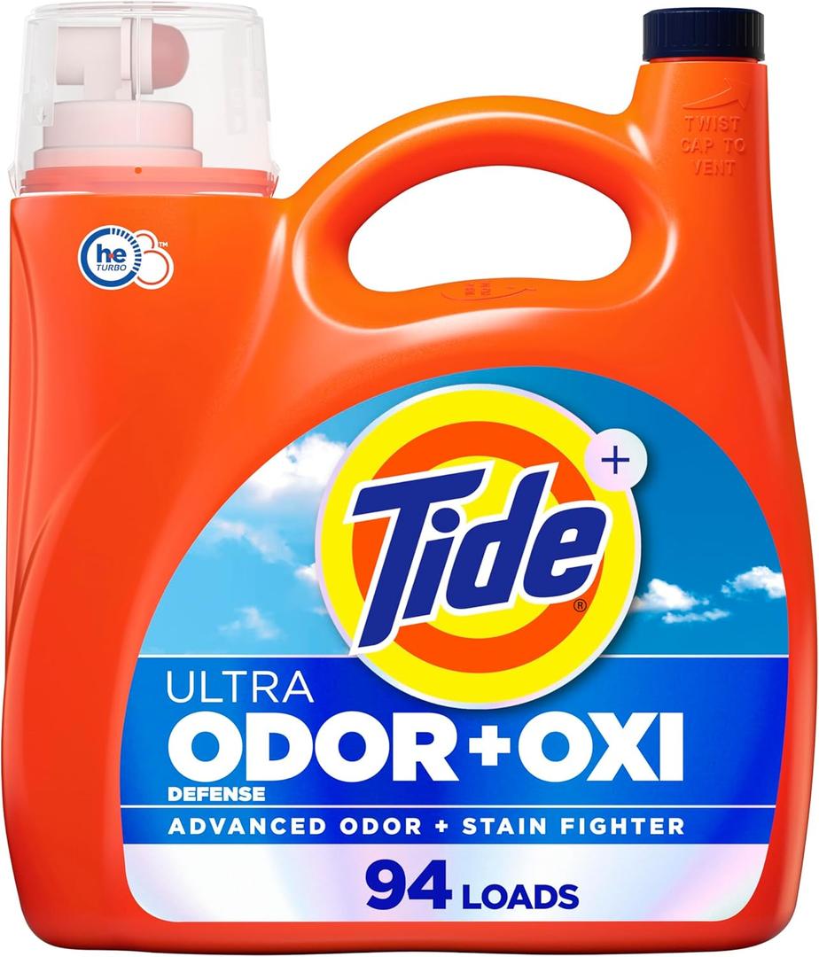Tide Ultra Odor Defense Plus Oxi Liquid Laundry Detergent, 132 fl oz, 94 Loads, Advanced Odor and Stain Fighting Laundry Detergent Liquid