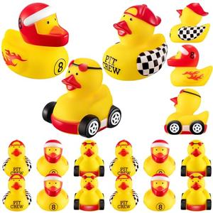 Shappy 50 Pieces Race Car Driver Rubber Duckies 2 Inch Mini Rubber Ducks for Kids Birthday Party Decorations Gift Classroom, 3 Designs