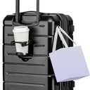 KYME Carry On Luggage 22x14x9 Airline Approved Expandable with Cup Holder 20 Inch Hardshell Carry-On Suitcase with Spinner Wheels TSA Lock Small Lightweight Travel Rolling Luggage Black
