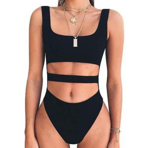 BEAGIMEG Women's Tank Top Cut Out Sleeveless Bodice Bodysuit Party Clubwear (Large, Black)