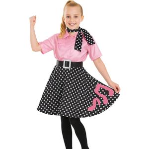 fun shack - Poodle Skirts for Girls, 50s Outfit for Girl, Poodle Skirt, Halloween Costumes for Girls, Kids Halloween Costumes (Medium, Black)