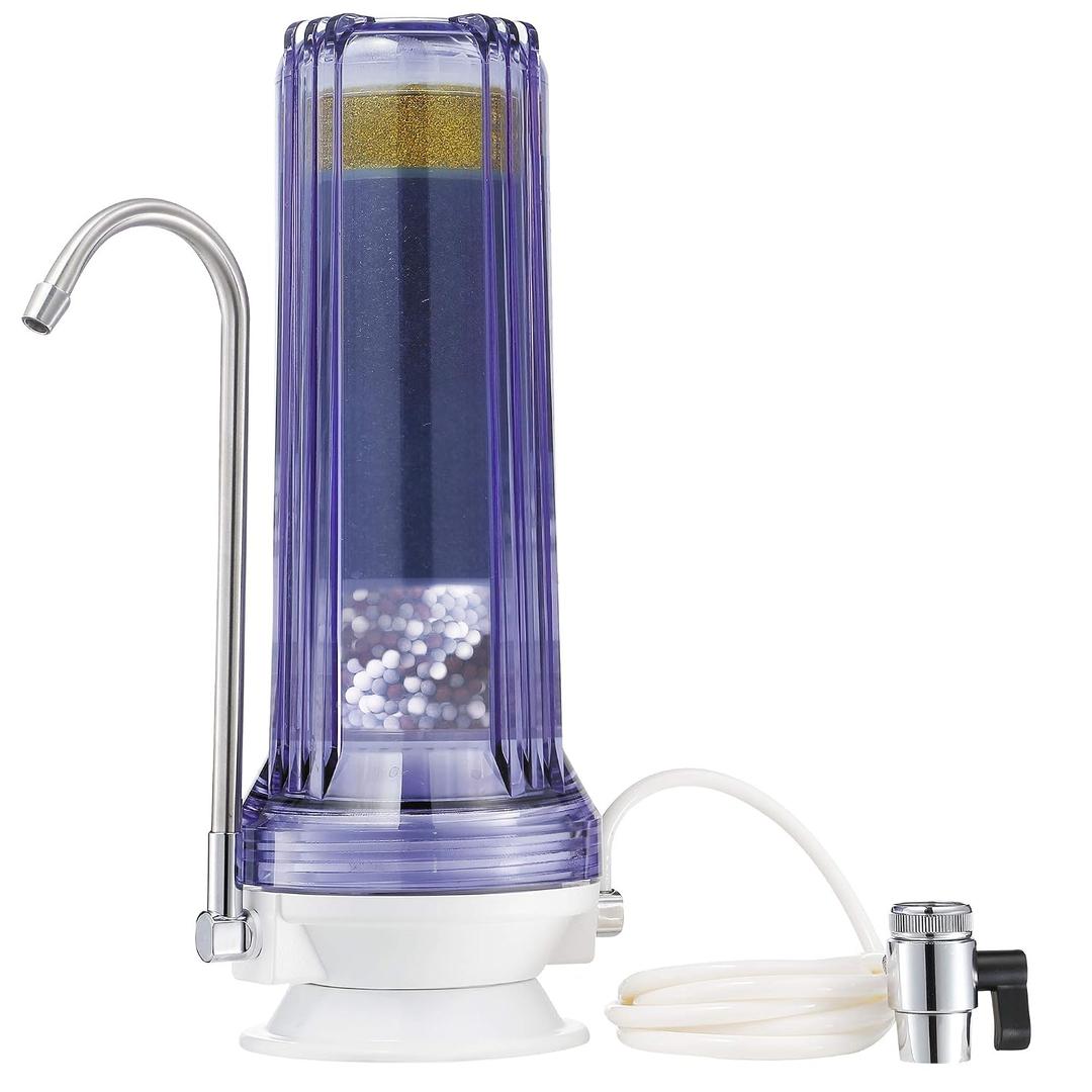 NU Aqua Countertop Water Filter System - 8 Stage Alkaline w/Faucet - Over the Counter Top Drinking Water Purifier Filtration & Dispenser for Kitchen Sink - 120-Day Trial - Filtros de Agua para Tomar