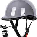 Vintage Motorcycle Half Helmet - Lightweight Low Profile Open-Face Half-Face Helmet  DOT Approved (X-Large, Gray)