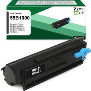 55B1000 Toner Cartridge with New Chip Compatible for Lexmark MS431 MS331 Toner for Lexmark MS331dn MS431dn MS431dw MX331adn MX431adn MX431adw MX432adwe Printers