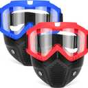 POKONBOY Detachable Masks, Tactical Mask with Goggles Compatible with Nerf Rival, Apollo, Zeus, Khaos, Atlas, & Artemis Blasters Rival Mask (red+blue)