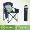 LET'S CAMP Oversized Folding Camping Chair Portable Outdoor Heavy Duty Padded Chairs Lawn Chair with Cup Holder, Storage Pocket and Cooler Bag, Supports 450LBS, for Camp, Travel, Picnic,2 Pack(Blue), Twin Pack