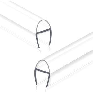 Frameless Shower Door Seal Strip 2 Pack x 39 Inch U for 3/8" Thick Glass Shower Door Side Seal Strip Bottom Seal Door Sweep Ultra Clear Polycarbonate, Stop Shower Leaks Create A Water Barrier
