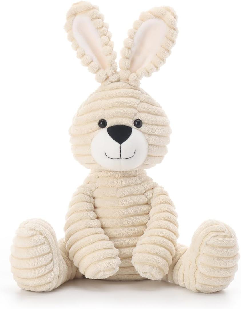Apricot Lamb Toys Plush Corduroy Rabbit Bunny Stuffed Animal Soft Cuddly Perfect for Child Medium,12 Inches (Beige)