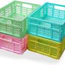 20L Folding Crate, 4Pack Plastic Storage Baskets Organizer for Home and Office,Collapsible Storage Crates for Home Office and Outdoor Organizer. (Mix Colors)