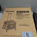 Folding Utility Cart Portable Rolling Crate Handcart Shopping Trolley Collapsible Tool Box, with Lid, Basket on 4 Rotate Wheels, for Grocery, Office, Luggage, Teacher (Black)