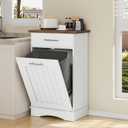 HOOBRO 10 Gallon Tilt Out Trash Cabinet, Kitchen Trash Can,Trash Bin Storage, with Flip Door and Large Drawer, Hidden Laundry Hamper Cabinet, for Kitchen, Laundry, White and Walnut WH02LJ01, 20.5"L x 13.7"W x 35.8"H