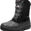 NORTIV 8 Men's Insulated Waterproof Work Winter Snow Boots (8.5 Wide, Black)