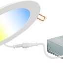 SYLVANIA LED 6" Slim Microdisk Recessed Downlight, Junction Box, 16W, 5 CCT Color Select (2700K / 3000K / 3500K / 4000K / 5000K), Dimmable, 1200 Lumens - 1 Pack (61405)