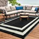 Outdoor Rug Carpet Waterproof Reversible Mats 5x8 ft Patio Rug RV Camping Rug, Plastic Straw Rug Area Rug for Balcony Picnic Beach(Black and White)