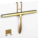steauty Shower Squeegee for Glass Doors,14-Inch Shower Glass Squeegee, Gold Shower Squeegee for Shower Doors,Mirror,Windows, with Shower Door Hook and Adhesive Hook