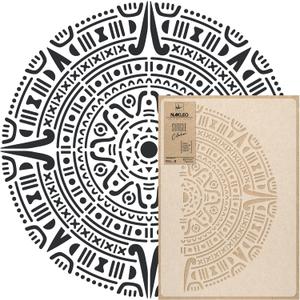 NAKLEO Mandala Painting Large Stencil Diameter 35, Aztec Circle Mandala Geometric Ornament, Reusable Plastic Template DIY Art and Craft, Wall Floor Wood Fabric Furniture