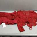 CSDAJIO 2 Piece Outfits for Women Floral Lace Open Front Tie Up Long Sleeve Crop Top Blouse Shirt and Mini Skirt Set Large, Red