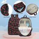 Cherry School Backpack for Girls, 3Pcs Waterproof Lightweight Kids Student Backpacks with Lunch Bag and Pencil Case, 12.5"x5.9"x16.5"