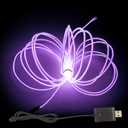 MaxLax EL Wire Purple, 16.4ft/5m USB 5V Adapter Neon Lights Strip 360 Cuttable Glowing Rope Lights for Parties, Halloween, DIY Decoration