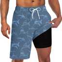 Goodstoworld Mens Swim Trunks with Compression Liner 9'' Inseam Quick Dry Swimsuit Shorts M-3XL (XXXL)