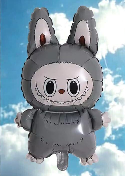 Gray Bunny Monster Balloon 25 x 15 Inch  Large Mylar Foil Balloon for Birthday Party Decorations, Kawaii Anime Theme Party Supplies, Cute Bunny Monster Balloon for Kids Party, Helium or Air Fill
