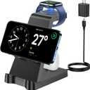 3 in 1 Charging Station for Apple Products - Wireless Charging Station for Multiple Devices - Phone and Watch Charger Stand for iPhone 15/14/13/12/11 Series, iWatch Series 1-9/Ultra, AirPods (Black)